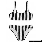SweatyRocks Women's Two Piece Swimsuit Striped Scoop Neck Bikini Set Black Stirpe B07MDCRVGR
